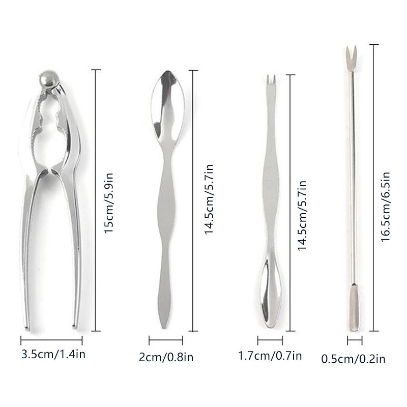 Набор инструментов для морепродуктов из 4 предметов, щипцы для крабов, креветок, фруктов, набор вилок и ложек, щипцы для орехов, грецких орехов, лобстера, краба, кухонные аксессуары