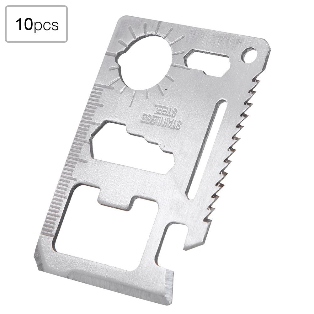 10PCS High Carbon Steel Silver Multifunction Survival Knife Card Camping Tool with Portable