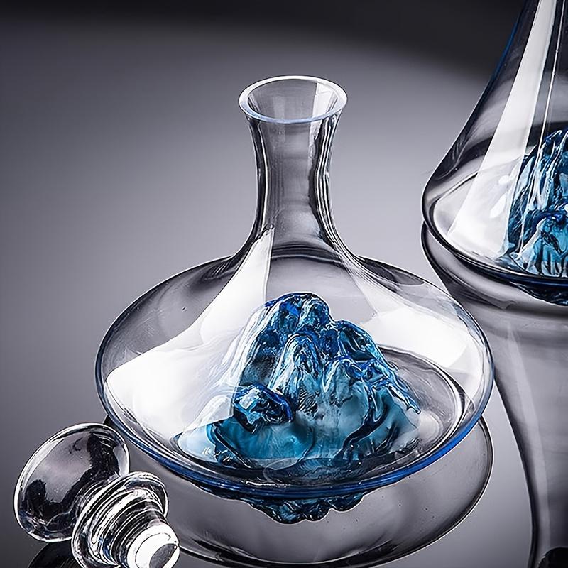 Creative Red Wine Decanter Blue Iceberg Mountain Handcrafted Crystal Glass Red Wine Carafe Elegant Glass Bottle Perfect Gifts