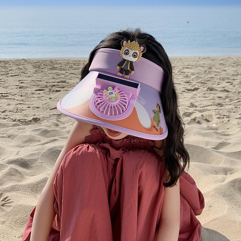 New Versatile Big Hat with Empty Top Hat Children's Fan Hat Super Cute Cute Sun Hat Adjustable Sun Protection Hat