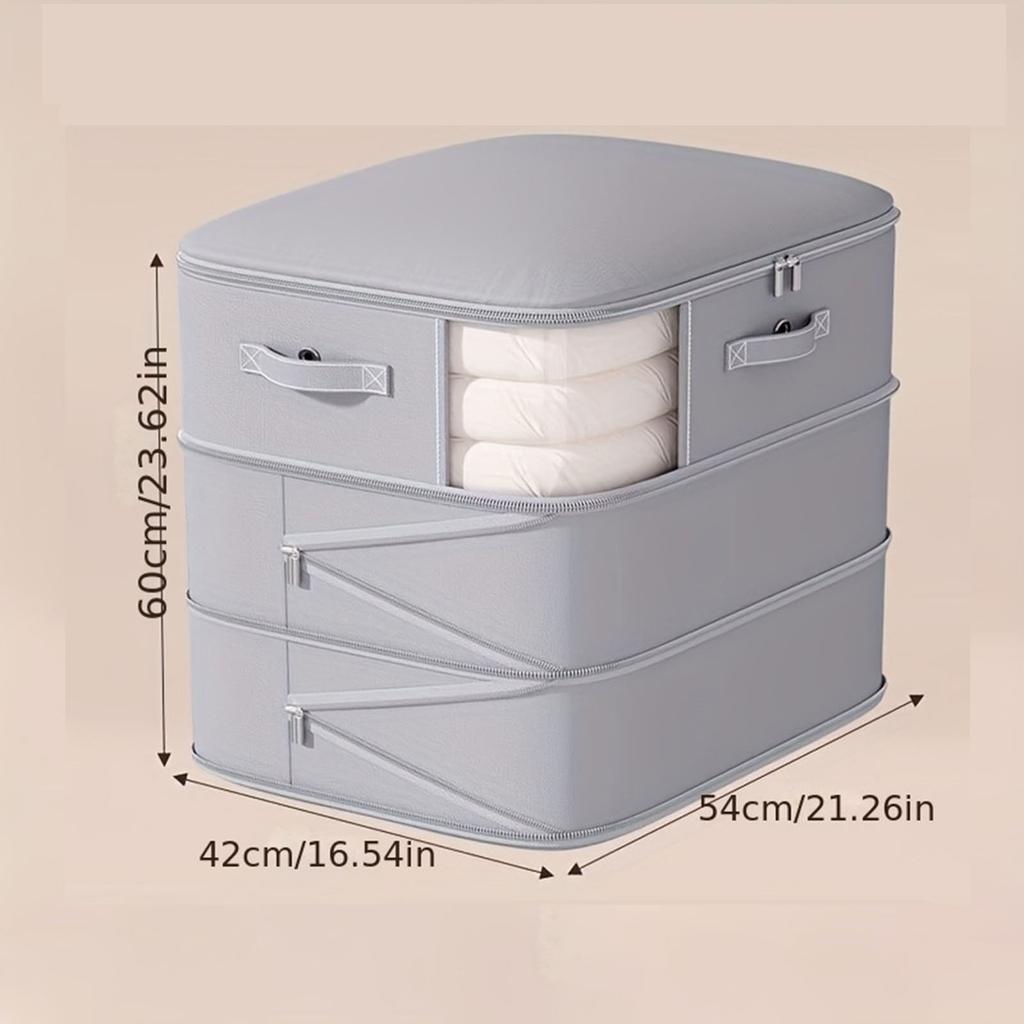 Three Layer Wardrobe Clothing Organizer Large Capacity Storage Bag for Quilt Blanket Compression and Packing with Zipper and Handles