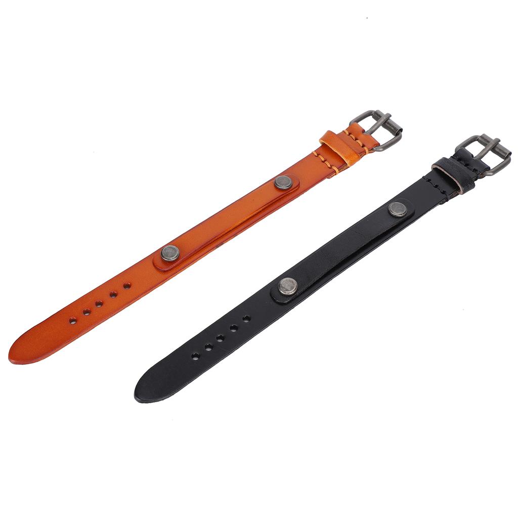 2 stk Ekte Lærarmbånd Justerbar Spenne Punk Vintage Armbånd Hånddekorasjon