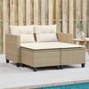 Vidaxl 2-Seater Garden Sofa with Stools, Beige, PE Rattan
