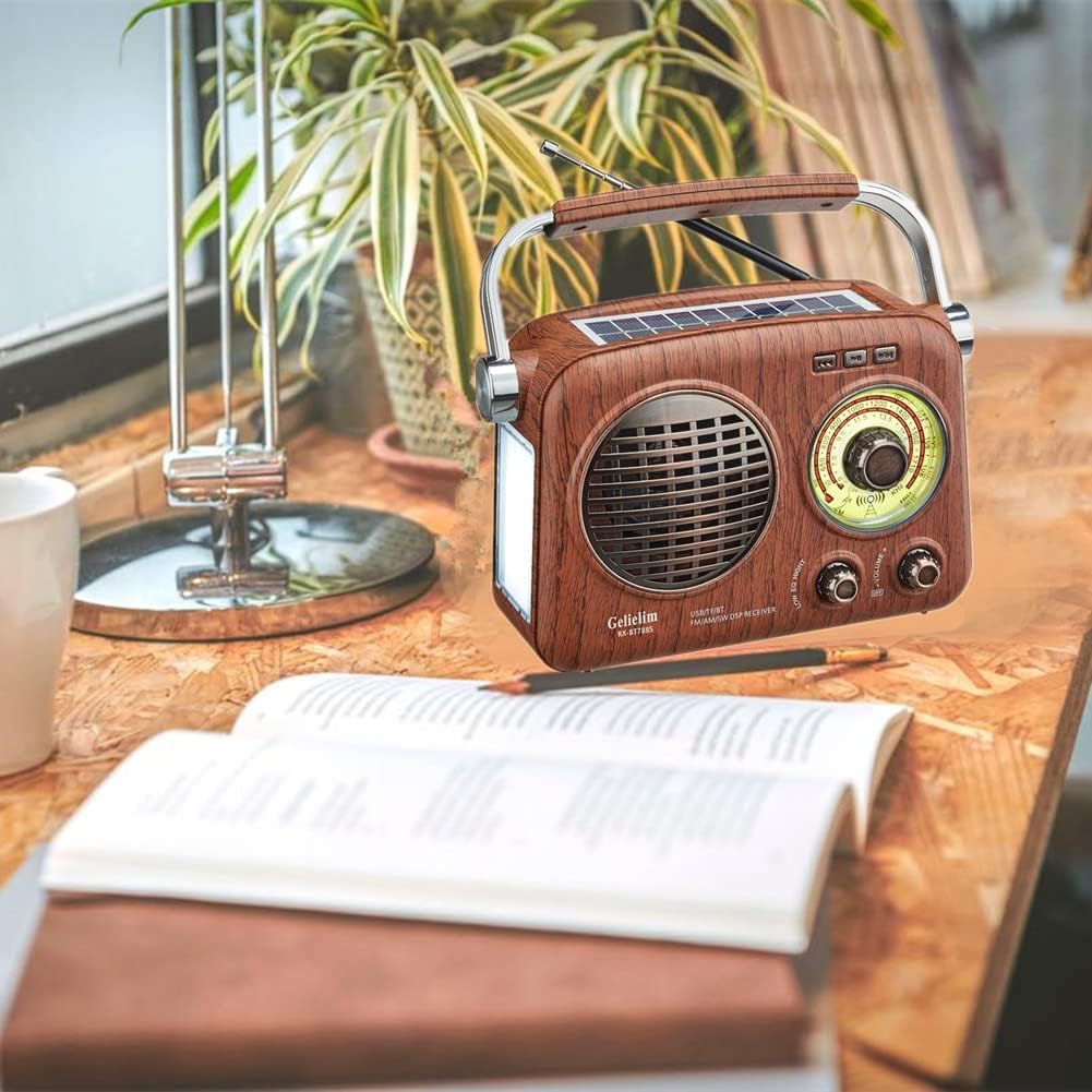 Gelielim Tragbares Radio mit FM High Card MP3 Lautes Retro-Radio mit LED-Licht FM/AM/SW/Breite Unterstützung, Empfindlichkeit, USB/SD-Unterstützung, Player, Lautstärke,