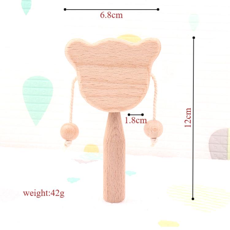 

Деревянная детская погремушка 2024 - Креативный мультяшный дизайн из бука, Успокаивающая игрушка разных стилей