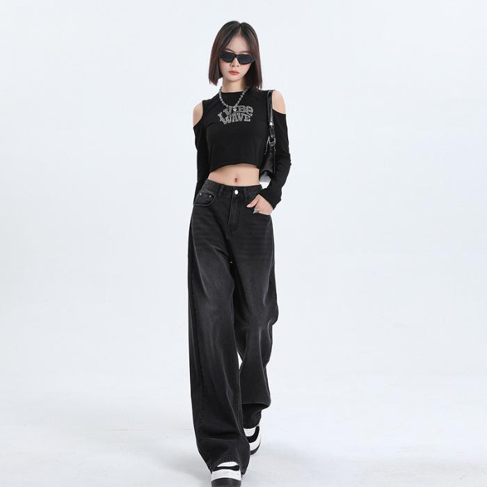 Autumn/Winter 2025 Women’s Fleece Jeans: Loose, High-Waisted, Wide-Leg, Floor-Length, Retro Slimming Pants