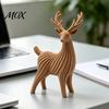 Nordischer Stil Tierfigur 3D-gedruckte Rentierfigur, Gestreifte Hirschskulptur für Weihnachts-Heimdekoration Schreibtischornament, Minimalistische Statue Wohn