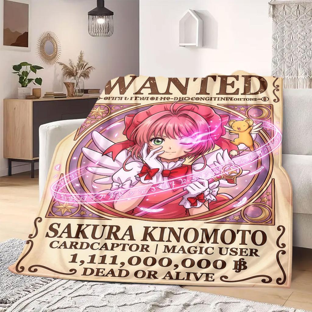 Cardcaptor Sakura Awesome Print Flannel Blanket, Cartoon Characters for Bed, Cozy Home Decor for Sofa, Travel Throw_LIAN