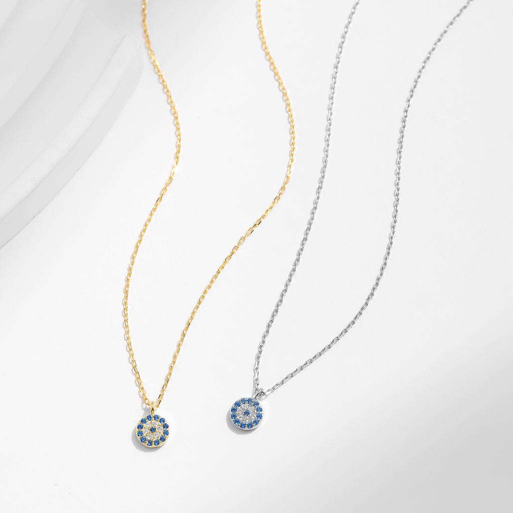 Blue Eye Necklace 925 Sterling Silver Zirconia Eyes Pendant Necklaces Trendy Link Chain Jewelry Gifts For Women Girls