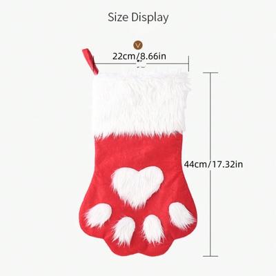 1 ks Vánoční punčochy, Současný design psí tlapky, Polyesterové závěsné ponožky na vánoční dekorace, Slavnostní sáčky na cukroví