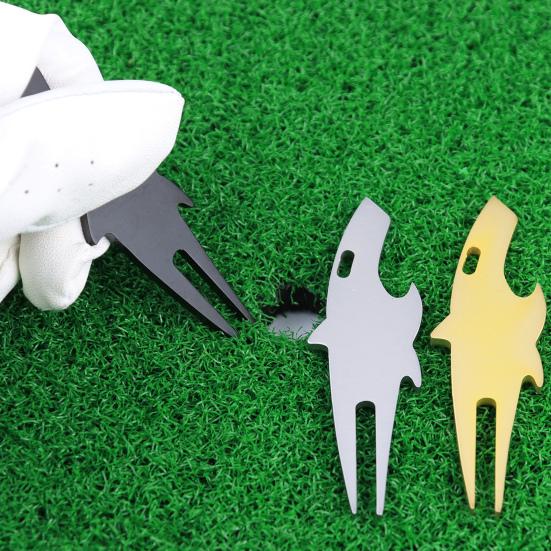Divot Tool Fine Workmanship Rustproof Electroplating Shark Shape Wear Resistant Repair Golf Green Unfading Multi Purpose Golf Divot Repair Tool