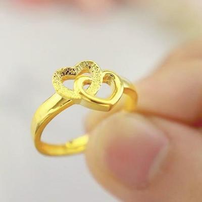 Retro Double Heart Alloy Ring - Niche Design, 3D Open Women's Ring
