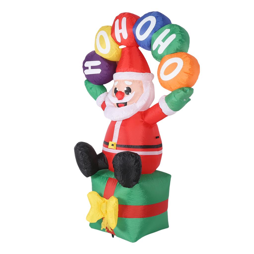 Inflatable Father Xmas 5.9ft Water Proof Polyester LED Blow Up Father Xmas Holding Sign for Outdoor Yard Decoration