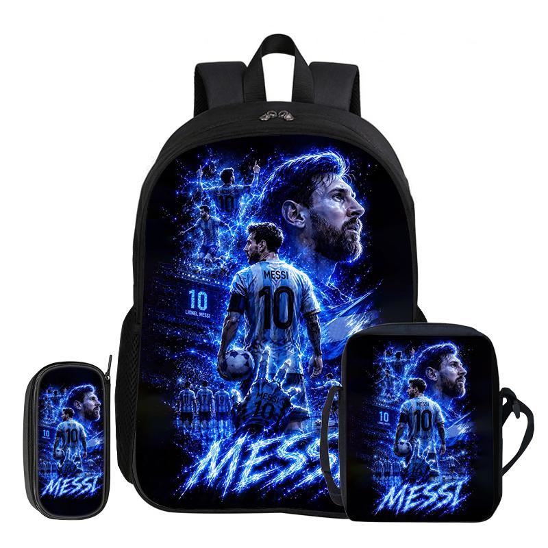 Leer, Reizen School Schoudertas, Etui, Sport Rugzak M-Messi Kinderen 3-delige Set Rugzak Voetbalster Rugzak Cadeau