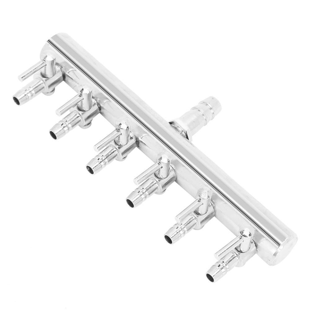 6-Way Air Flow Valve Stainless Steel Fish Tank Valve Practical Air Distributor  Aquaculture Use