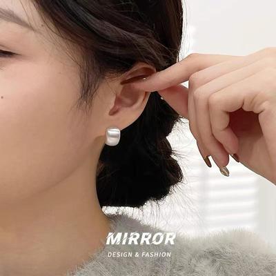 Boucles d'oreilles carrées exquises en argent 925 brossé dépoli pour femmes - Cadeau étudiant à la mode