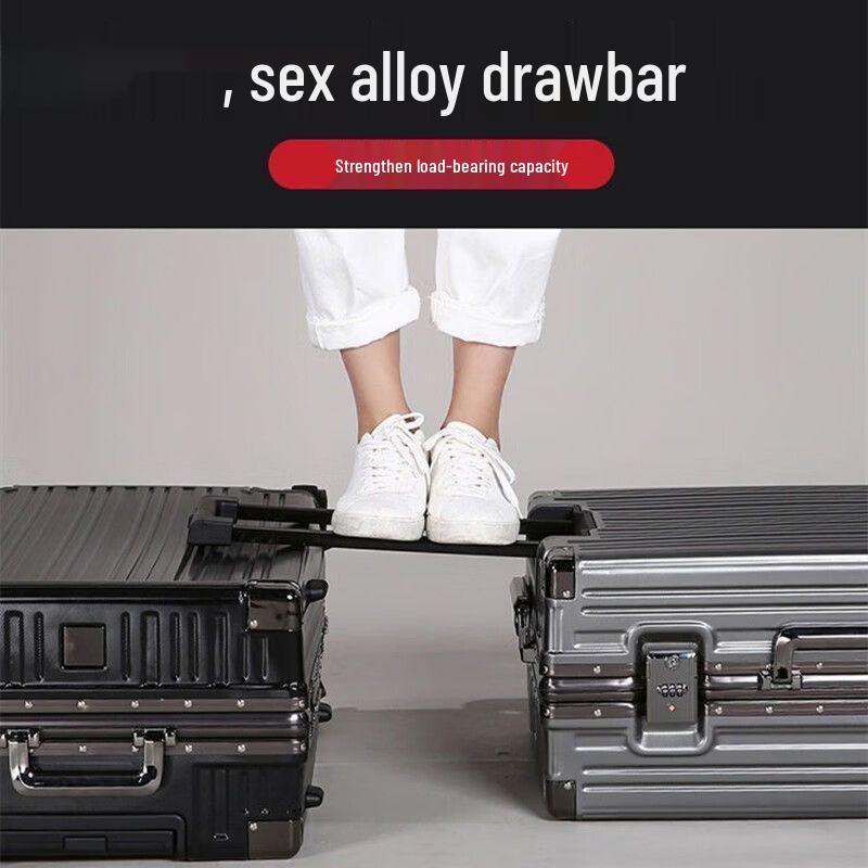 Durable Leather Carry-On Suitcase with Combination Lock