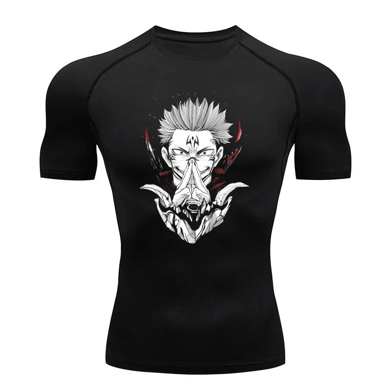 Tricou Sport Fitness Atletic Bărbați Tricou Compresie Anime Jujutsu Kaisen Strâmt Tricouri Sală Fitness Elasticitate Topuri Tricou