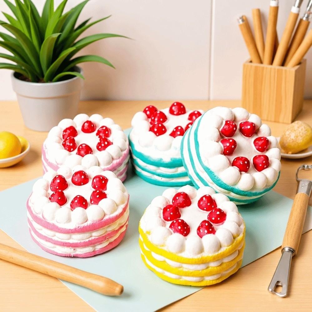 Strawberry Cake Design Simulation Food Toy PU Material Slow Rising Toy  Office Use