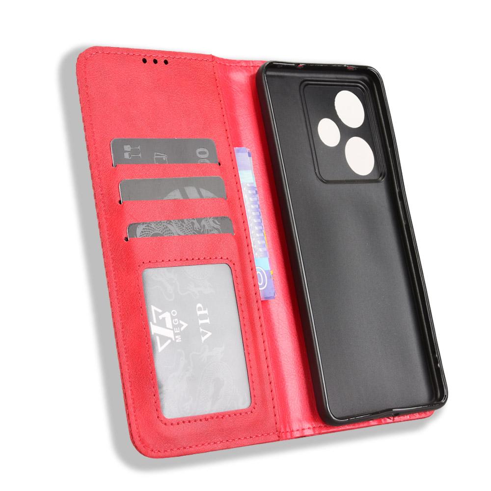 For Realme GT7 5G (China)/Realme GT 7 5G Leather Case Wallet Stand Retro Texture Phone Cover