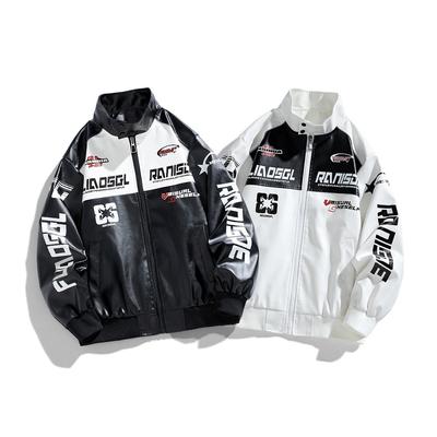 Veste Col Montant Décontractée Printemps et Automne Nouvelle Ample Veste en Cuir de Moto pour Homme