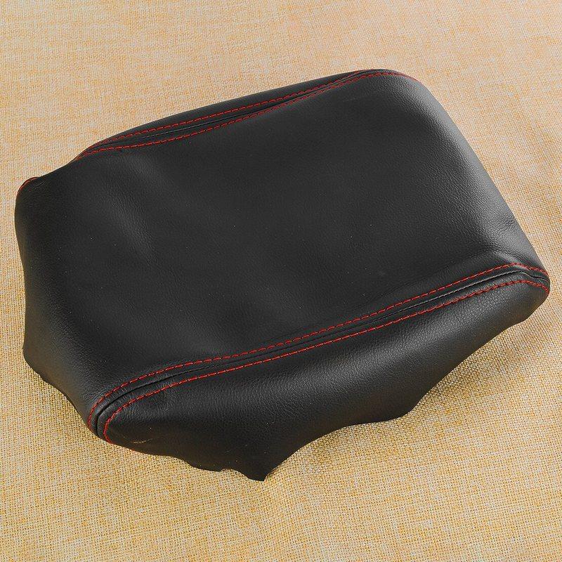 Black Leather With Red Stitching Console Lid Armrest Cover Fit For Infiniti FX35 2009-2012 Artificial leather