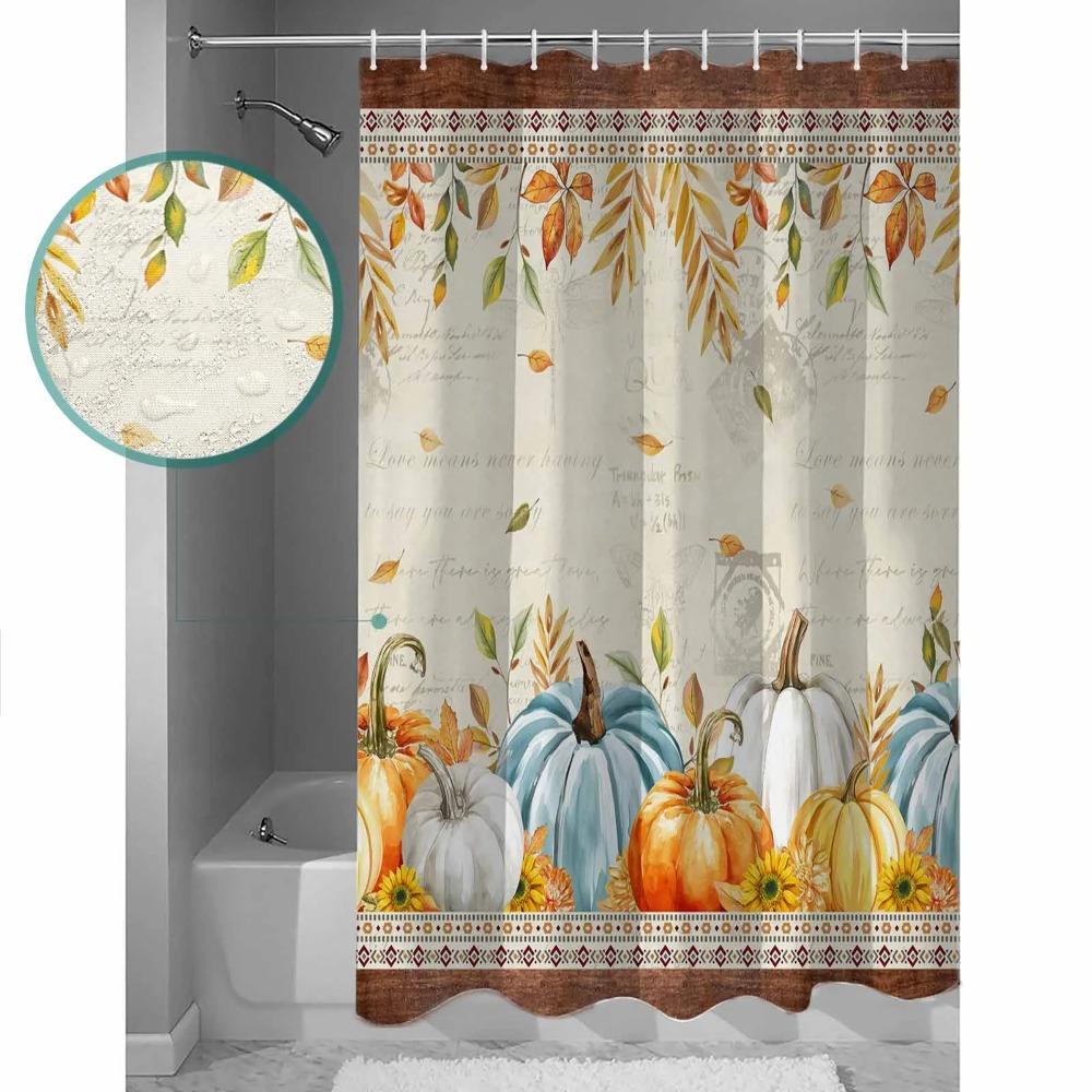 Southwest Wind Pumpkin Leaves Shower Curtains Waterproof Bath Curtains Home Decor Modern Luxury Bathroom Curtain