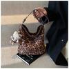 Ielgy Large-Capacity All-Match One-Shoulder Tote Bag Autumn Winter Retro Niche Leopard Print Cross-Body Commuter
