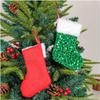 Glitter Christmas Stocking Pendant Plush White Border Sparkling Xmas Tree Decorations Candy Bags Home New Year Party Ornaments