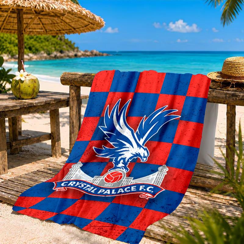 Kristall Fc Wappen Aufgedrucktes Mikrofaser Strandtuch, Weich Und Saugfähig, Schnelltrocknend, Ideal für Sommerreisen, Strand-Essentials, Schwimmbad
