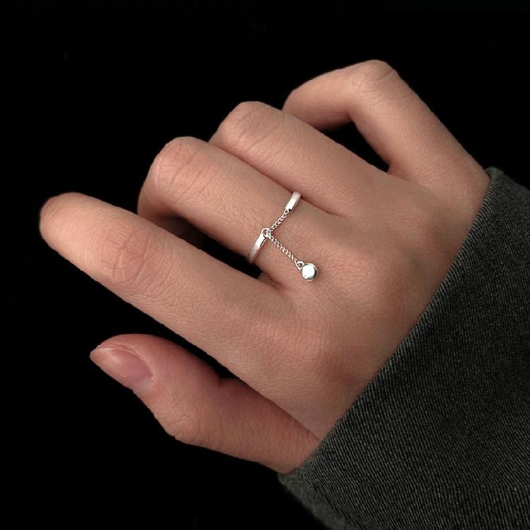 Open Rings Tassel Chain Promise Ring Finger Band Fashion Jewelry for Women Girls