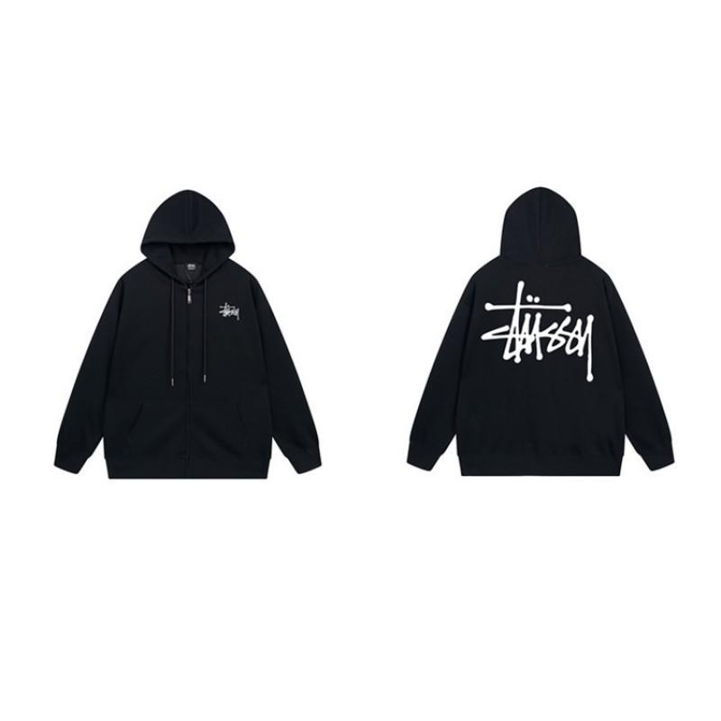 Mens Hooded Zip-Up Fleece-Lined Sweatshirt With Letter Print Casual Oversized Pullover Winter Jacket