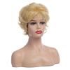 Women Light Golden Wig with Bangs Natural Blonde Hair Short Curly Fluffy Wigs Daily Party Cosplay Heat Resistant Fibre