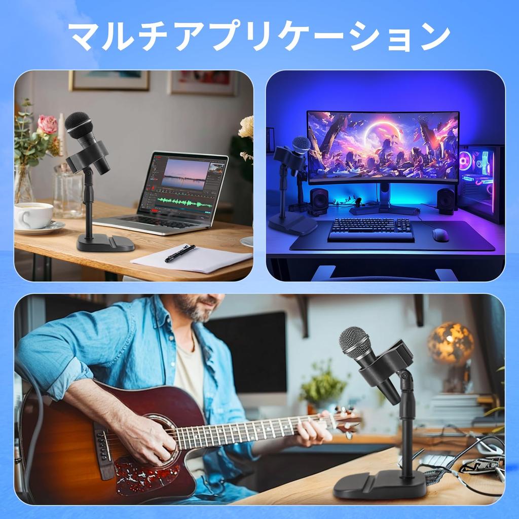 Desktop Microphone Stand - Adjustable Height and Angle Microphone Arm with Large Non-Slip Metal Base, Universal Compatible for Podcasts, Streaming,