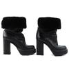 Great LOUIS VUITTON Short Boots LV Logo Metal Back Zip Leather Shearling Women  Used