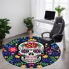 1pc Sugar Skull Decor Carpet, Round Non Slip Durable Large Size Office Carpet, Suitable for Office