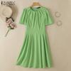 ZANZEA Women Summer Round Neck Casual Short Sleeve Dress