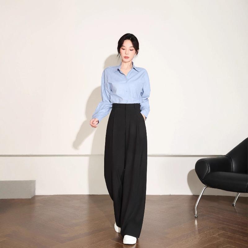 Black Loose and Thin Wide-leg Pants Casual Long Pants Women's Spring and Autumn Commuter Drape Suit Pants