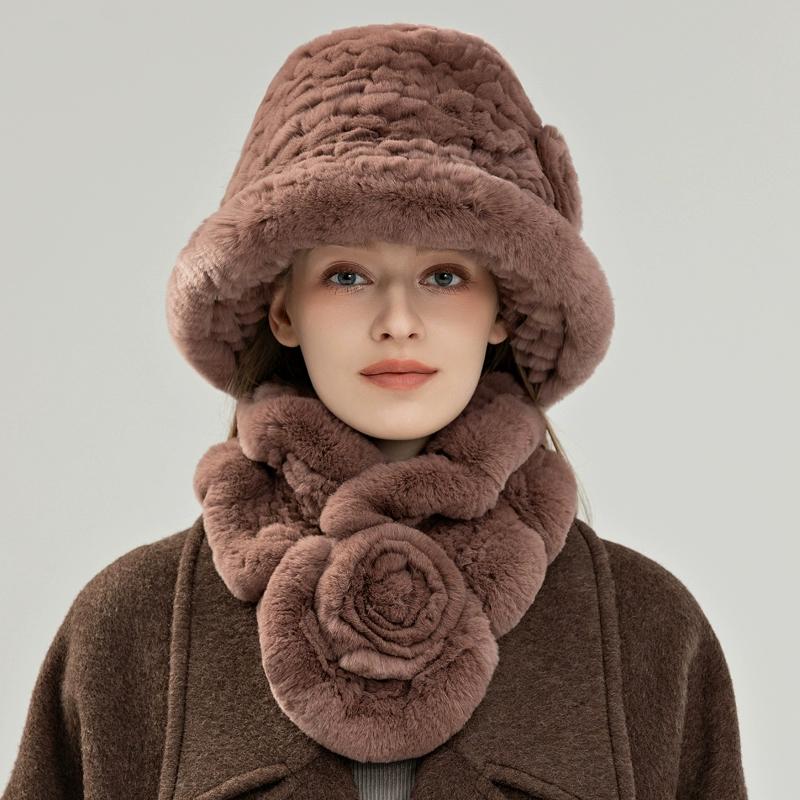 

Шапка шарф из кроличьего меха рекс женский зимний утолщенный теплый для среднего и пожилого возраста мама бабушка защита ушей меховая шапка single hat