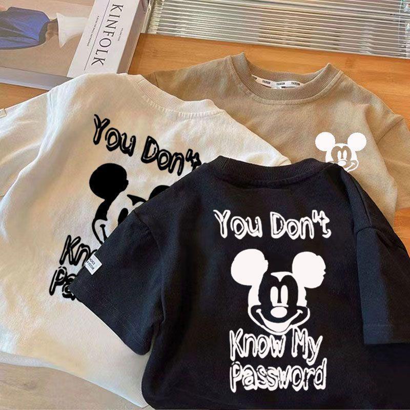 Kids Korean Style Cartoon T-Shirts - Pure Cotton, Short-Sleeved, Round Neck Summer Tops 80 cm