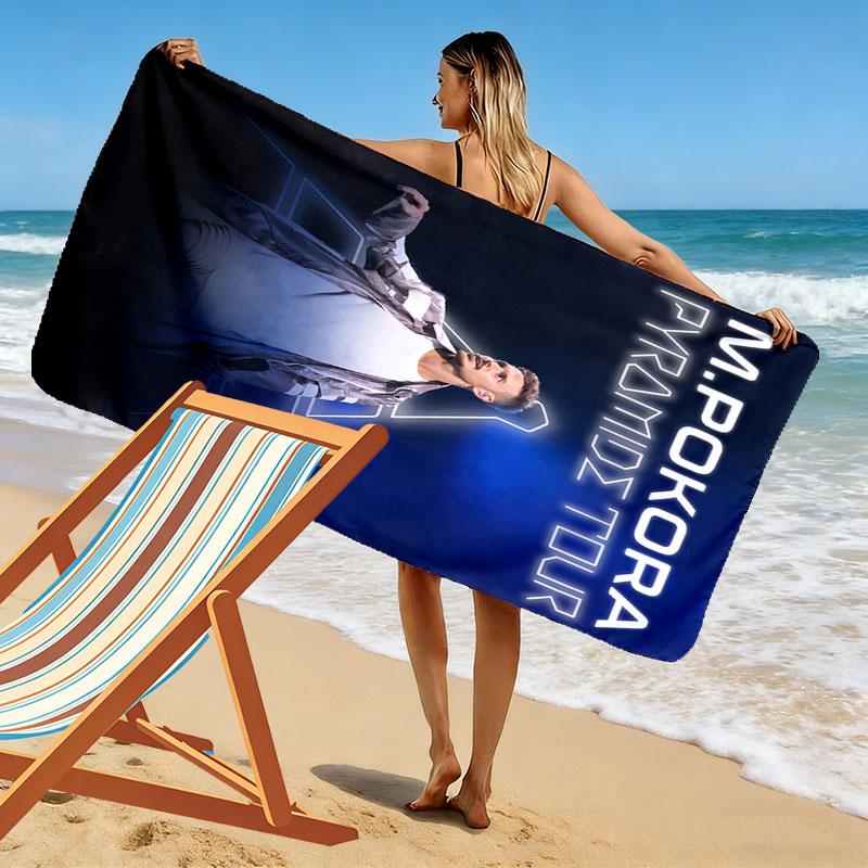 M Pokora Print Beach Towel, Large Soft Quick Dry Towel for Beach Camping Swimming