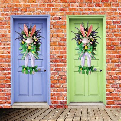 Easter Decoration Bunny Wreath for Home Window Rustic Easter Ornaments for Hanging On Soft Wall Window Front Door and Porch