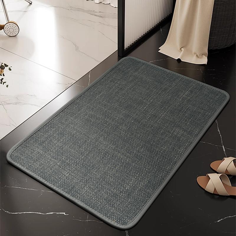 Toilet Solid Color Linen Floor Mat Bathroom Door Water Absorption Non-Slip Toilet Floor Mat Toilet Kitchen Dirt-Resistant Carpet