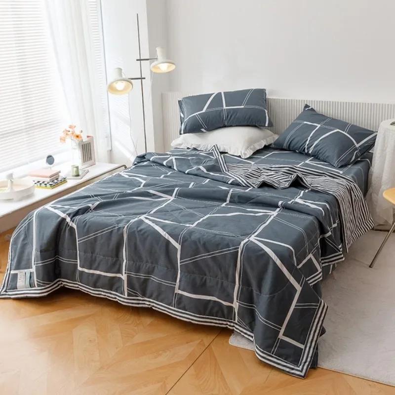 Cotton summer quilt air conditioner Xia Liang quilt pure cotton bed sheet4-piece set dormitory single summer thin quilt washable