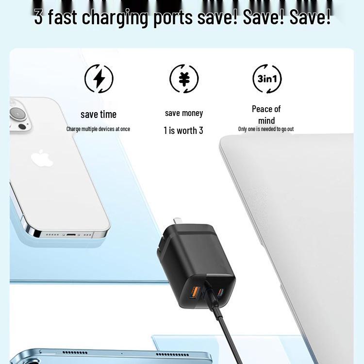 65W GaN PD Charger for Apple, Huawei, Xiaomi Phones, 35W Fast Charge, MacBook Compatible