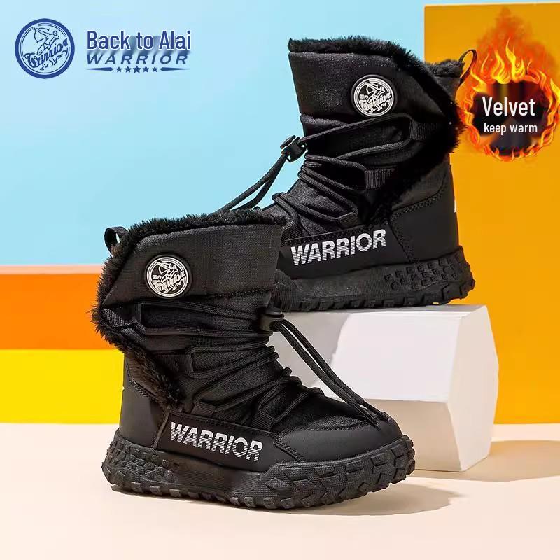 

HuiLi Kids Winter Snow Boots: Warm, Non-Slip, Waterproof Shoes for Boys and Girls 28 чорний