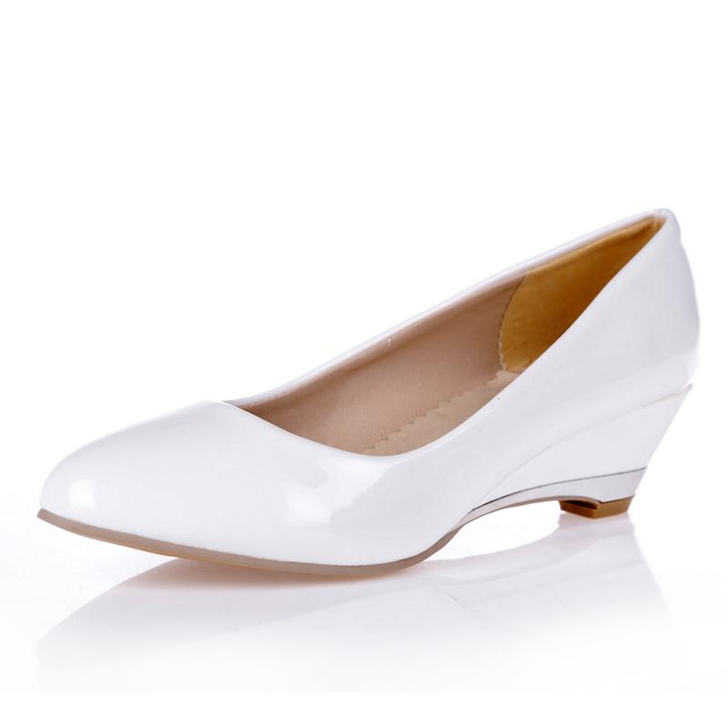

Повседневная обувь на танкетке для женщин, модные туфли на танкетке на низком каблуке, красные, белые, классические туфли-лодочки для вечеринок, свадьбы, офиса, женские, большого размера 45 48 39 белый