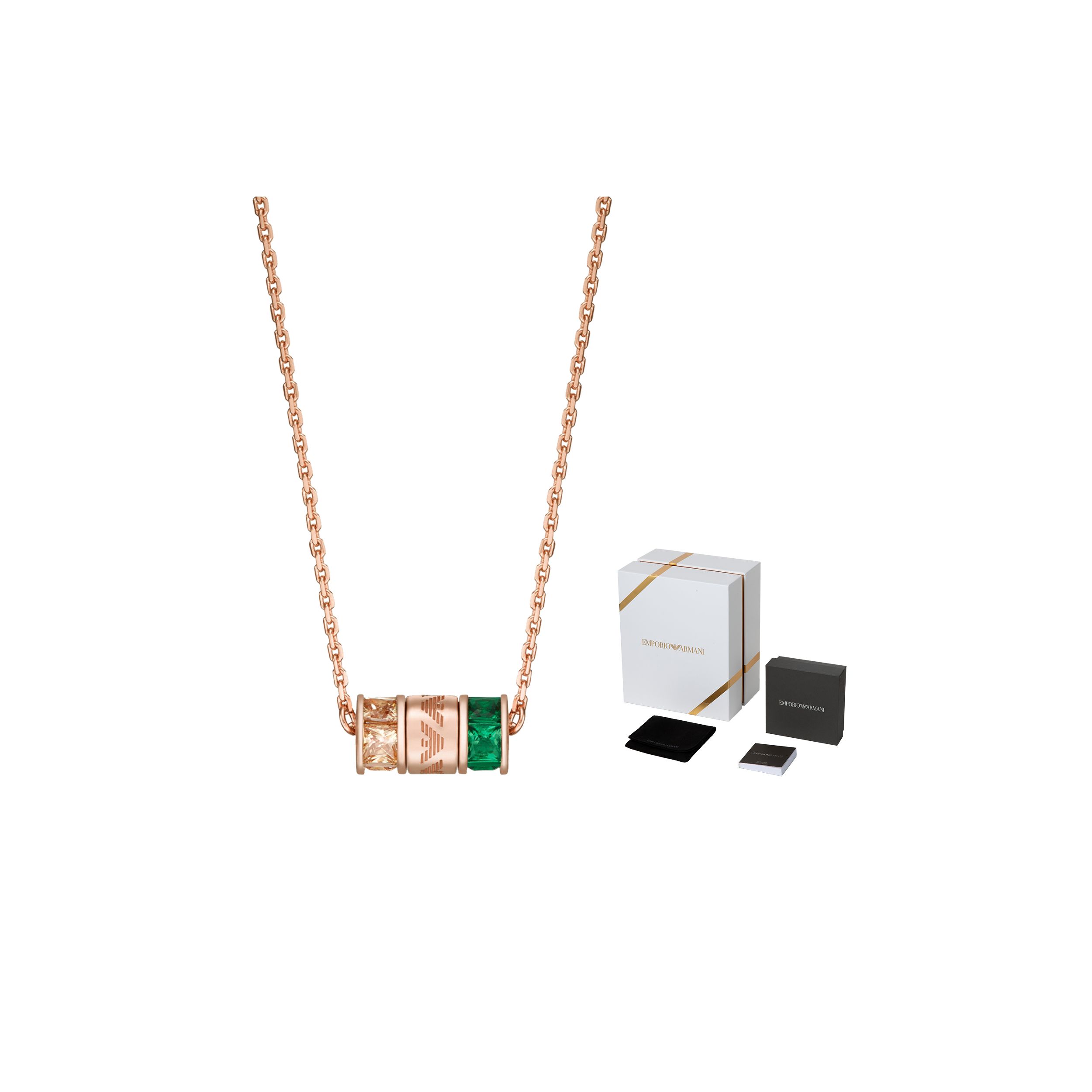 

Emporio Armani Rondelle Collection Fashion Waist Bead Green Gemstone Spring Summer 2023 925 Silver Necklace Women necklace EG3577221 Shopping Bag