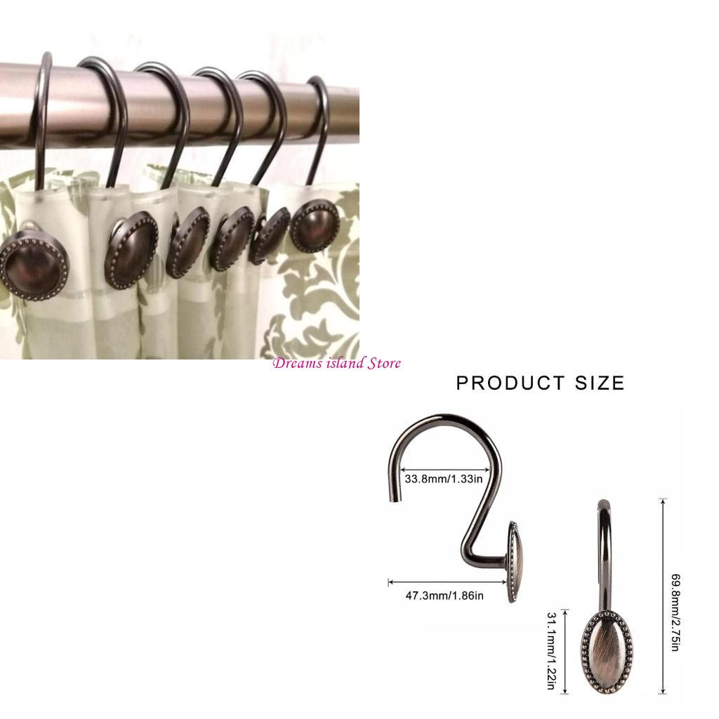 Decorative Bathroom Curtain Rings, Shower Curtain Hangers Stainless Hangers HX6C oro