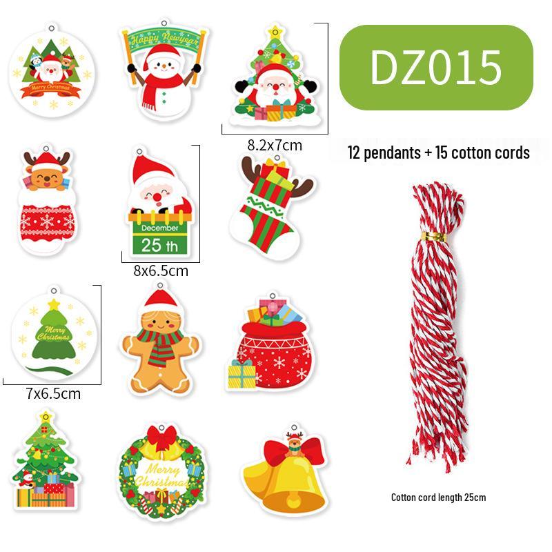 Christmas Ornaments: Santa, Snowman, Reindeer, Sleigh, Small Pendants, Kraft Paper DIY Accessories